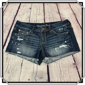 American Eagle Distressed Splatter Denim Shorts Size 8